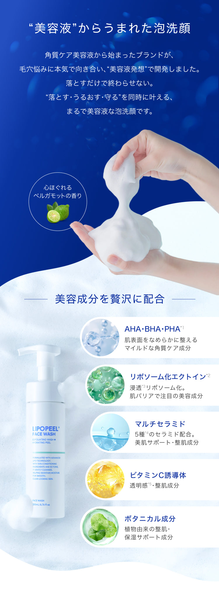 リポピール フェイスウォッシュの濃密泡と角質ケアの特徴